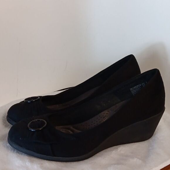 Dexflex Comfort Black Wedge Shoes - Picture 1 of 7
